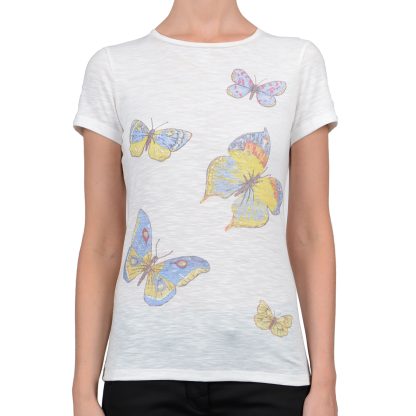 Blumarine t shirt z ozdobnymi motylami