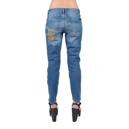 Philipp Plein jeansowe spodnie z aplikacjami