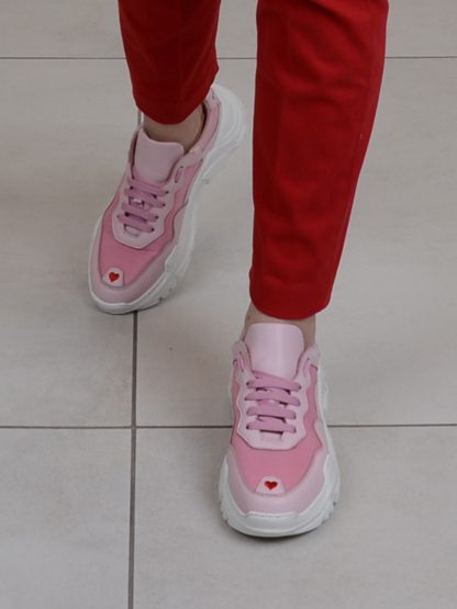 Philipp Plein różowe sneakersy na wysokiej podeszwie