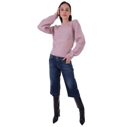 Dondup krótki pudrowo różowy sweter