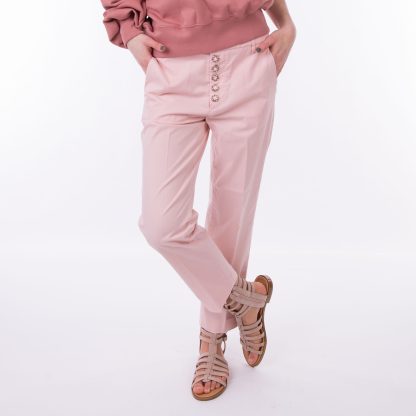 Dondup różowe spodnie zapinane na guziki