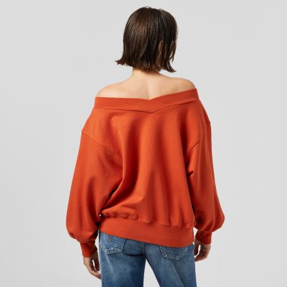 Dondup pomarańczowa bluza na jedno ramię