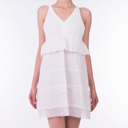 Dondup biała sukienka z falbaną