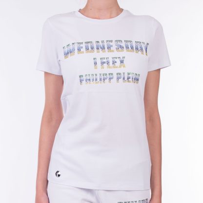 Philipp Plein biały t-shirt z nadrukiem