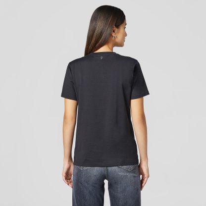Dondup czarny t-shirt z aplikacją