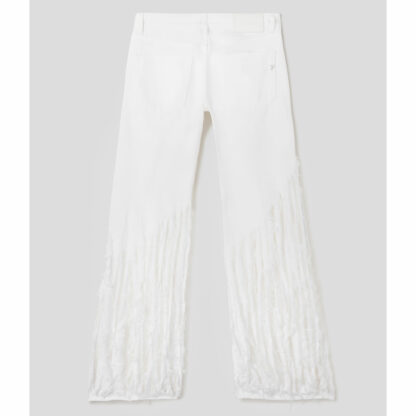 Dondup- białe jeansy z postrzępionym dołem