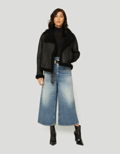 Dondup - jasne jeansowe culotte z przetarciami