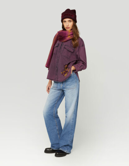 Dondup - fioletowa koszula jeansowa oversize