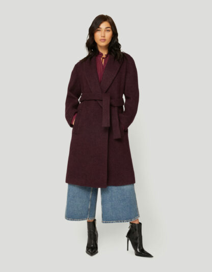 Dondup - burgundowy wełniany płaszcz