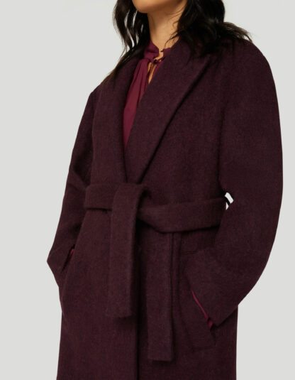 Dondup - burgundowy wełniany płaszcz