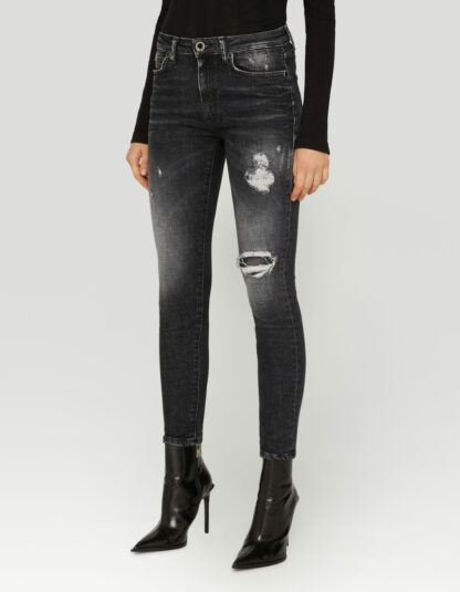 Dondup - czarne jeansy skinny z przetarciami