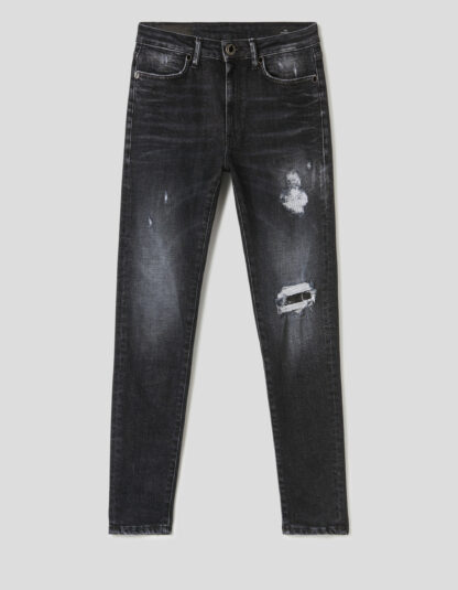 Dondup - czarne jeansy skinny z przetarciami