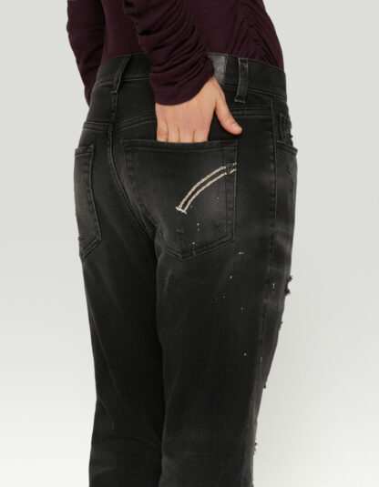 Dondup czarne luźne jeansy z przetarciami
