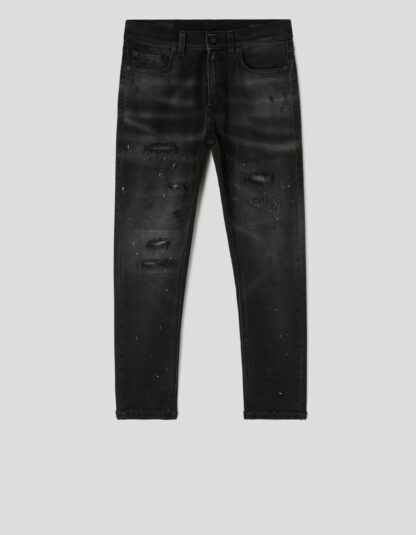 Dondup czarne luźne jeansy z przetarciami
