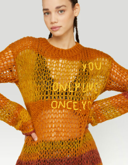 Dondup - sweter ażurowy z okrągłym dekoltem