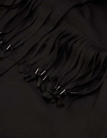 Dondup - czarna sukienka z frędzlami