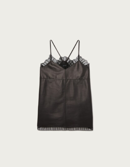 Dondup - czarna skórzana sukienka mini