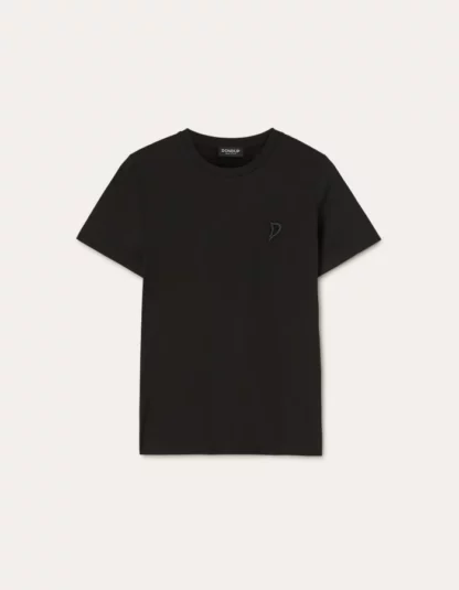 Dondup - czarny t-shirt z delikatnym haftem