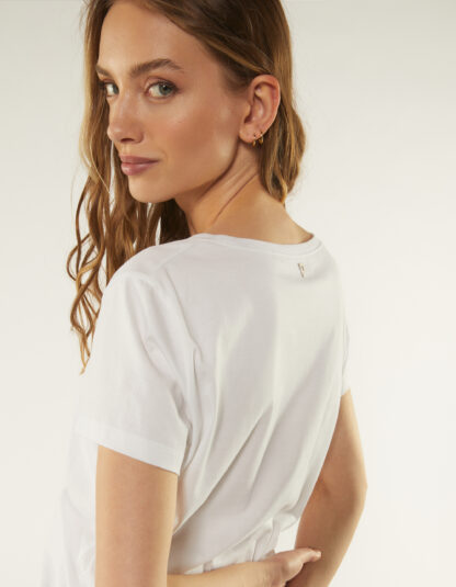 Dondup - biały t-shirt z okrągłym dekoltem