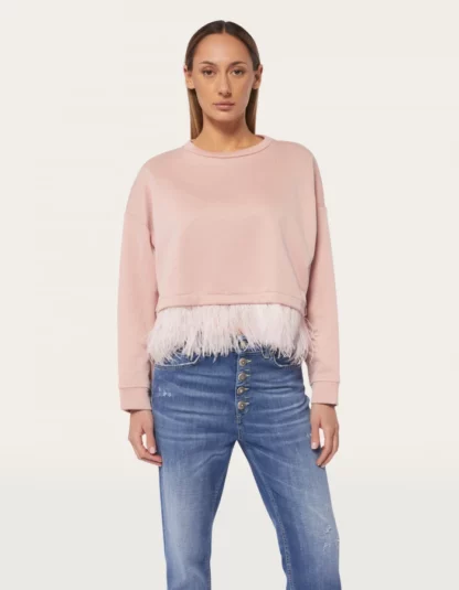 Dondup – różowa bluza z piórami