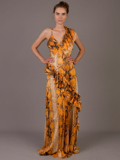 Dimora - długa sukienka z falbaną