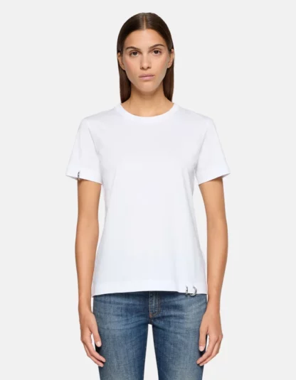 Dondup - biały t-shirt z ozdobami