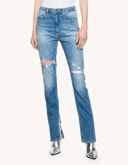 Dondup – niebieskie jeansy z rozcięciem