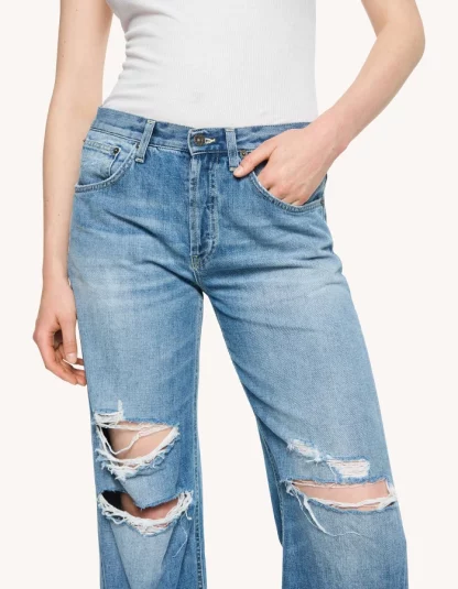 Dondup – szerokie jeansy z dużymi przetarciami