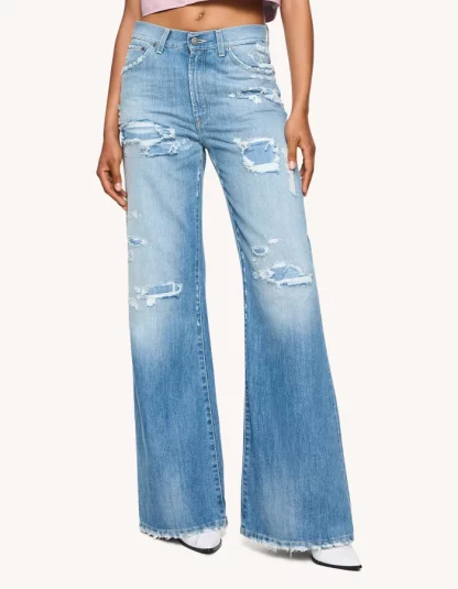 Dondup – szerokie jeansy z przetarciami