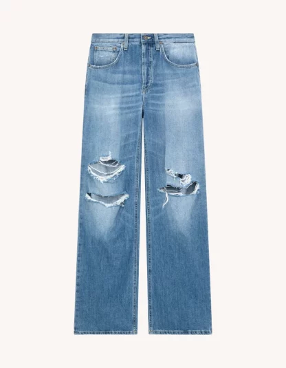 Dondup – szerokie jeansy z dużymi przetarciami